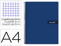 Cuaderno espiral Liderpapel Crafty A4 tapa extradura 120h 90g c/5mm. color azul marino